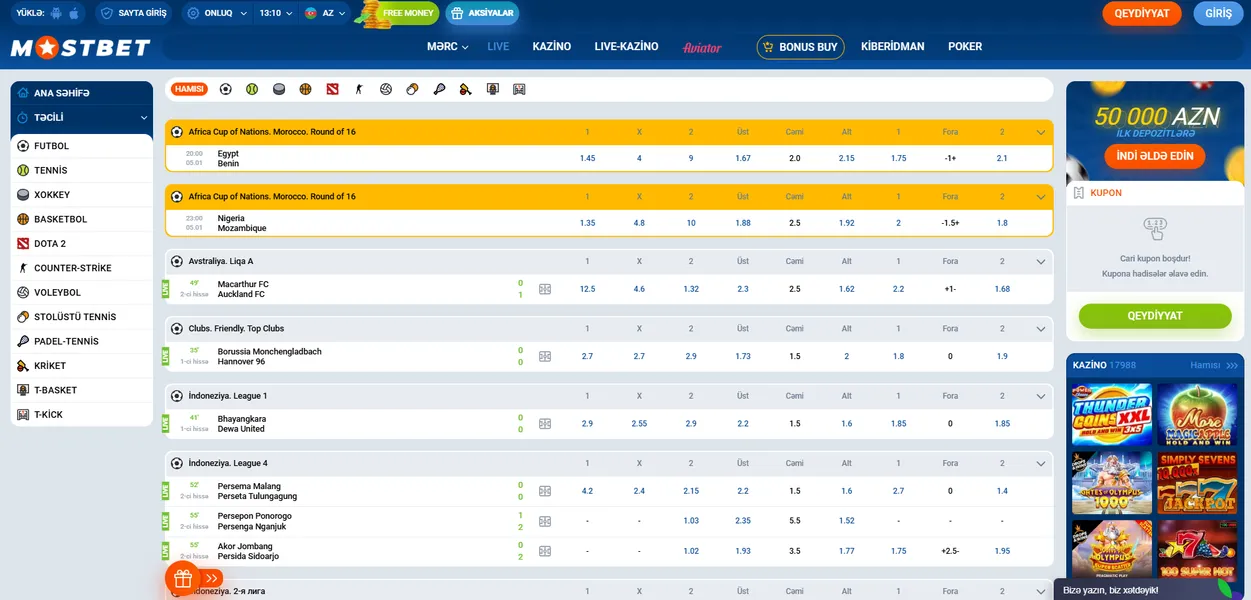 Mostbet girişdən sonra Açılan imkanları